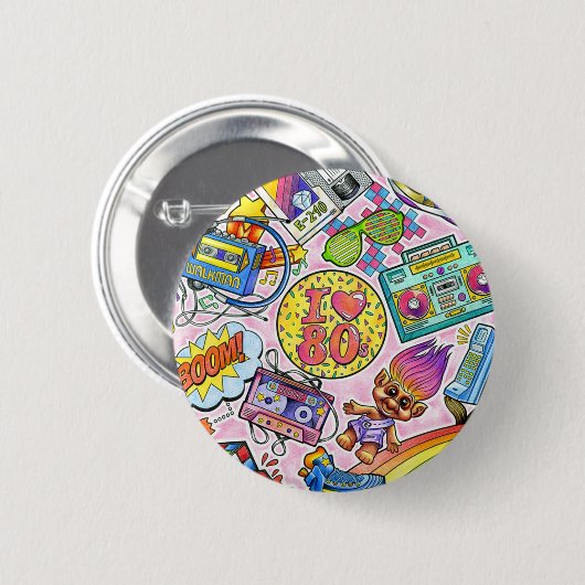 Liebe I der 80er Knopf! Button (Vorne & Hinten)