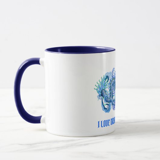 Liebe I Drache-Regatta-blauer Drache Tasse (Links)