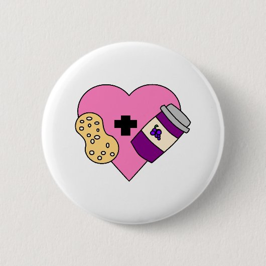 Liebe I Erdnussbutter und Gelee Button (Vorderseite)