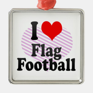 Liebe I Flaggen-Fußball Silbernes Ornament