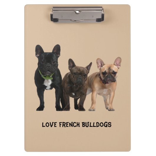 Liebe I französische Bulldoggen Klemmbrett (Vorderseite)