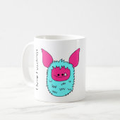 Liebe I Fuzzlings Tasse - blaues/rosa Fuzzling (Vorderseite Links)