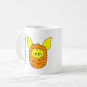 Liebe I Fuzzlings Tasse - orange/gelbes Fuzzling (Vorderseite Links)