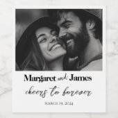 Liebe I glücklich Couple Custom Foto Schwarz und W Weinetikett (Einzelnes Label)