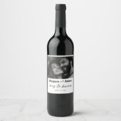 Liebe I glücklich Couple Custom Foto Schwarz und W Weinetikett (Vorderseite)