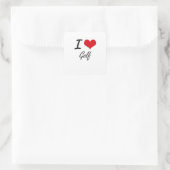 Liebe I Golf Quadratischer Aufkleber (Tasche)