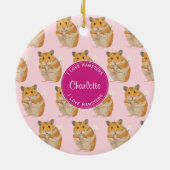 Liebe I Hamster-rosa Hamster-Muster Keramikornament (Hinten)