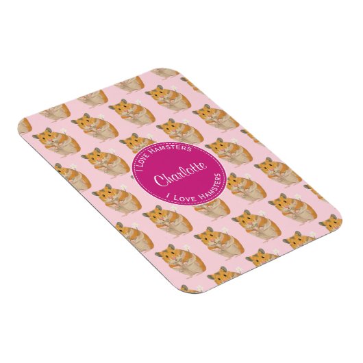 Liebe I Hamster-rosa Hamster-Muster Magnet (Rechte Seite)