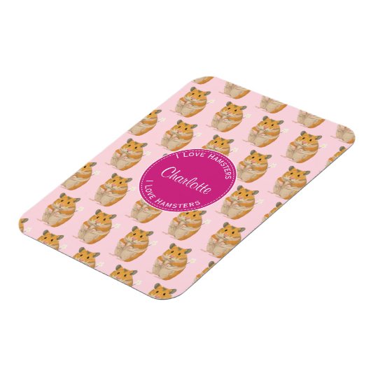 Liebe I Hamster-rosa Hamster-Muster Magnet (Linke Seite)