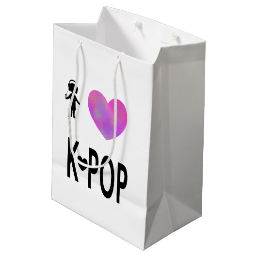 Liebe I K-Pop Mittlere Geschenktüte (Rückseite Schrägansicht)
