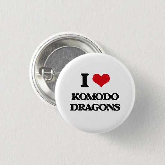 Liebe I Komodo Drachen Button (Vorne & Hinten)