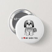 Liebe I mein Abzeichen Shih Tzu Button (Vorne & Hinten)