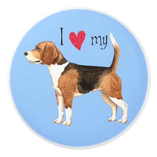 Liebe I mein Beagle Keramikknauf (Vorderseite)