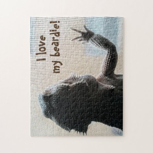 Liebe I mein beardie Spaß-bärtiger Drache Puzzle (Vertikal)