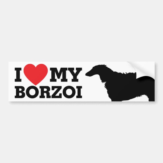 Liebe I mein Borzoi Autoaufkleber (Vorne)