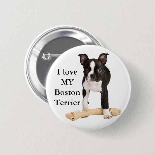 Liebe I mein Boston-Terrier Button (Vorne & Hinten)