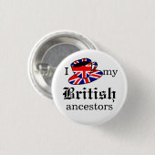 Liebe I mein britischer Vorfahren Knopf Button (Vorne & Hinten)