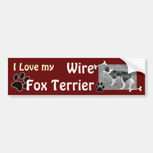 Liebe I mein Drahtfox-Terrier-Autoaufkleber Autoaufkleber
