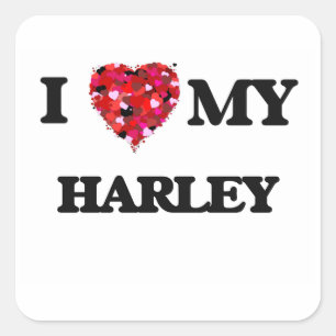 Liebe I mein Harley Quadratischer Aufkleber