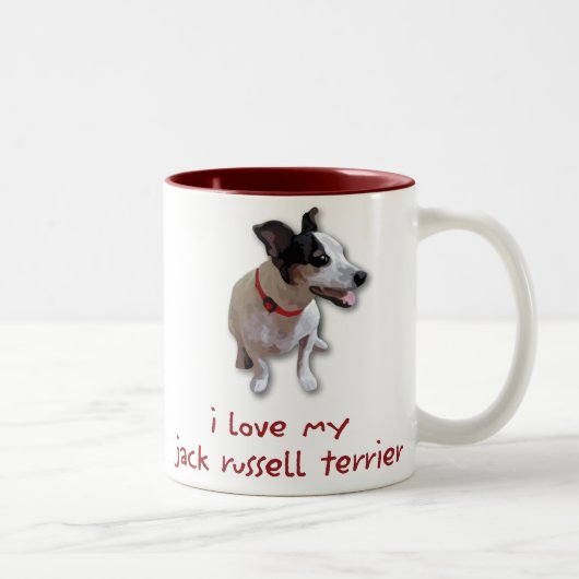 Liebe I mein Jackrussell-Terrier Zweifarbige Tasse (Rechts)
