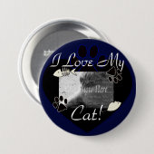 Liebe I mein Katzen-Knopf Button (Vorne & Hinten)