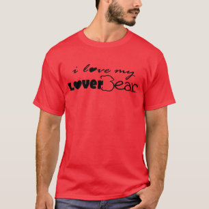 Liebe I mein LoverBear--Schwarzes auf Rot T-Shirt