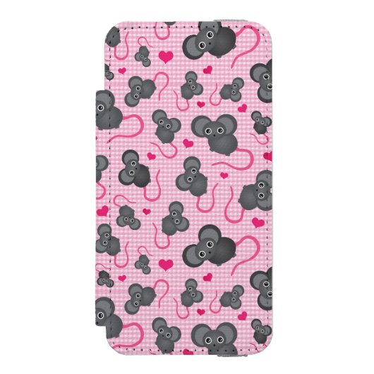 Liebe I mein Mäusemuster im Rosa Incipio iPhone Geldbeutel-Hülle (Folio Vorderseite)
