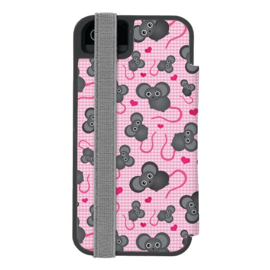 Liebe I mein Mäusemuster im Rosa Incipio iPhone Geldbeutel-Hülle (Folio Rückseite)