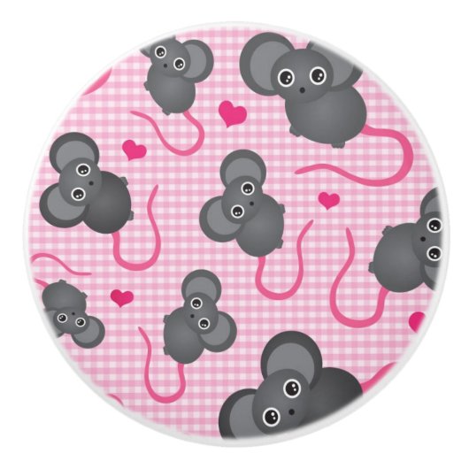 Liebe I mein Mäusemuster im Rosa Keramikknauf (Vorderseite)