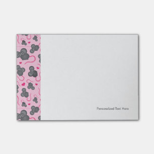 Liebe I mein Mäusemuster im Rosa Post-it Klebezettel