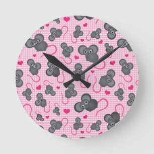 Liebe I mein Mäusemuster im Rosa Runde Wanduhr