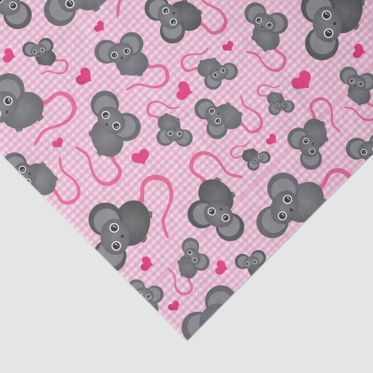 Liebe I mein Mäusemuster im Rosa Seidenpapier (Ausschnitt)