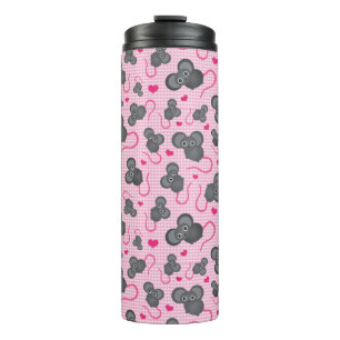 Liebe I mein Mäusemuster im Rosa Thermosbecher
