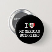 Liebe I mein mexikanischer Freund mit Herz-Flagge Button (Vorne & Hinten)