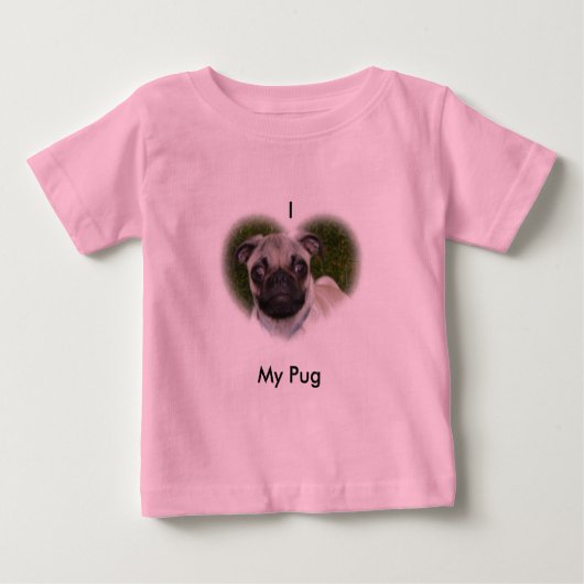 Liebe I mein Mops Baby T-shirt (Vorderseite)