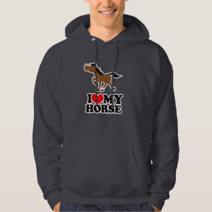 Liebe I mein PFERDdunkelgraues mit Kapuze Hoodie