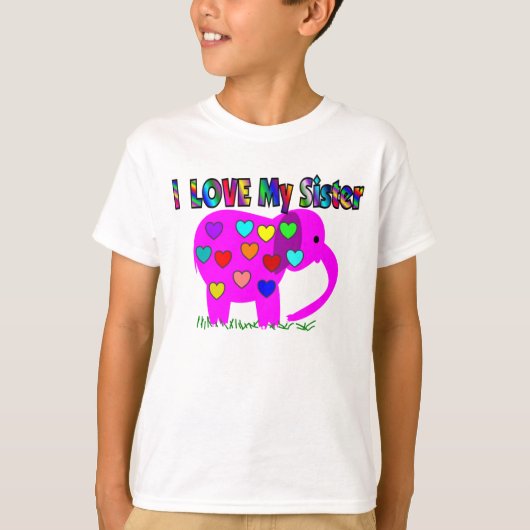 Liebe I mein SCHWESTER-ROSA ELEFANT T-Shirt (Vorderseite)