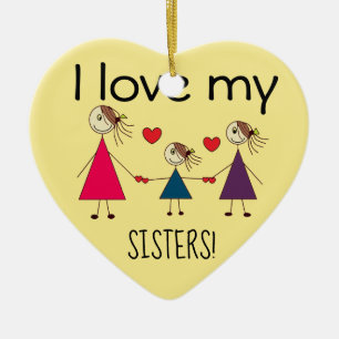 Liebe I mein SCHWESTERN niedliches Herz geformt Keramik Ornament