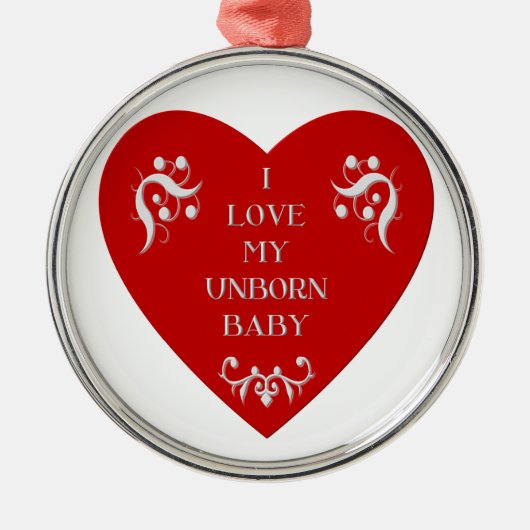Liebe I mein ungeborenes Baby Silbernes Ornament (Vorne)