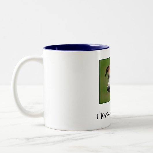 Liebe I mein Whippet! Zweifarbige Tasse (Links)