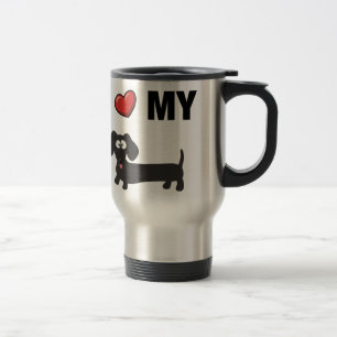 Liebe I meine Dackel (Schwarzes) Reisebecher