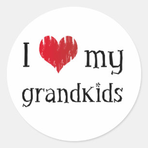 Liebe I meine Grandkids Runder Aufkleber