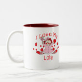 Liebe I meine Lola Lappen-Puppe u. Herzen Zweifarbige Tasse (Links)