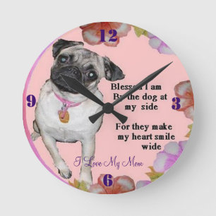 Liebe I meine Mamma, Mops-Uhr Runde Wanduhr