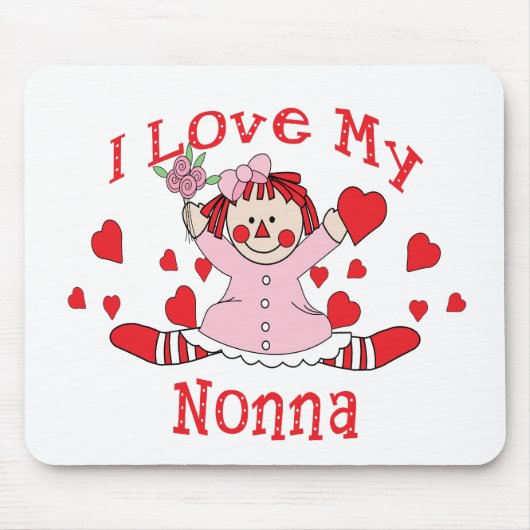 Liebe I meine Nonna Lappen-Puppe u. Herzen Mousepad (Vorne)