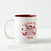 Liebe I meine Oma Lappen-Puppe u. Herzen Zweifarbige Tasse (Links)