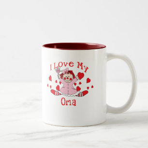 Liebe I meine Oma Lappen-Puppe u. Herzen Zweifarbige Tasse