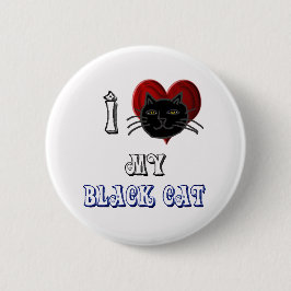 Liebe I meine schwarze Katze Button