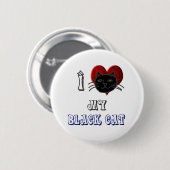Liebe I meine schwarze Katze Button (Vorne & Hinten)