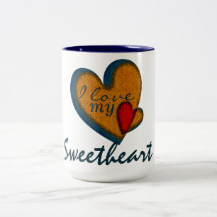 Liebe I meine Vintagen Herz-Tassen des Schatzes Zweifarbige Tasse